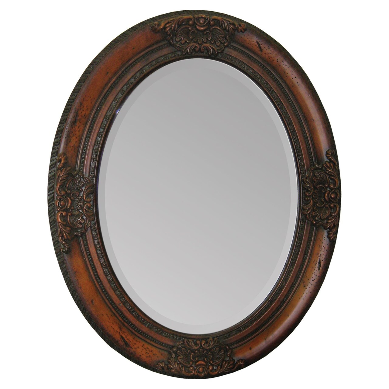 Signature Home Collection 30" Clear Finished Wooden Framed Beveled Oval Wall Mirror